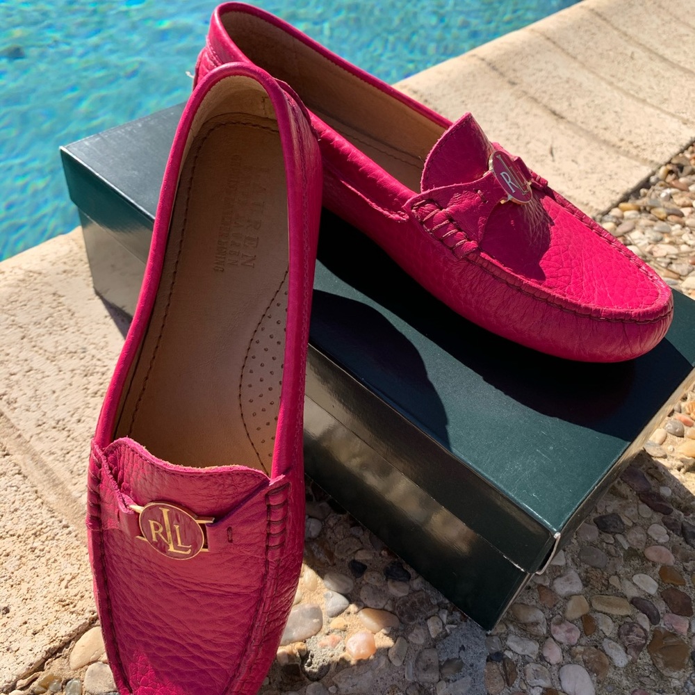 Geranium Lauren by Ralph Lauren driving Mocs